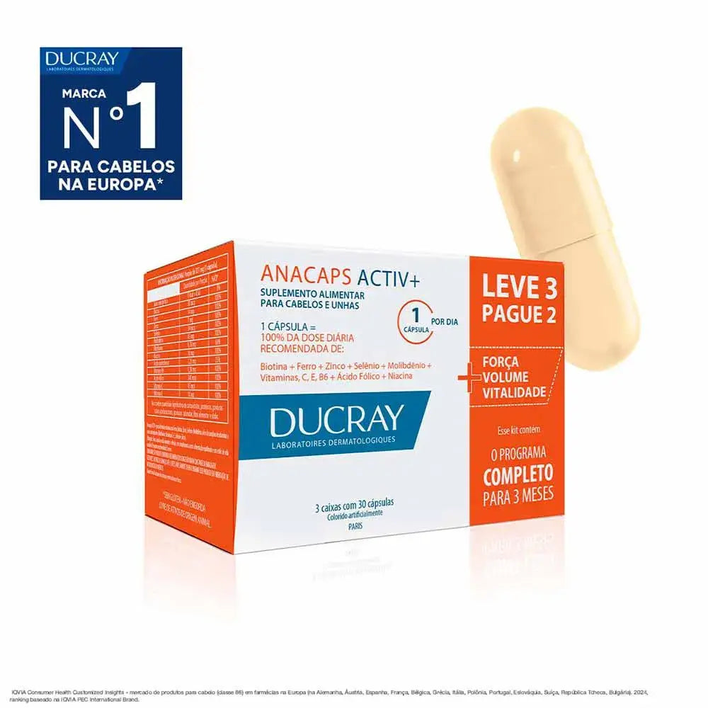 Kit ducray Anacaps Activ Antiqueda 3x30 Cápsulas